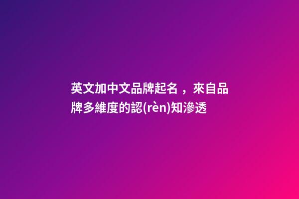 英文加中文品牌起名，來自品牌多維度的認(rèn)知滲透